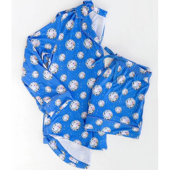 Little Pajama Co. Women s Button Down Disco Ball Shorts SetSZ Small